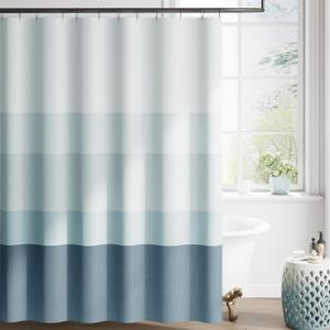 jinchan Ombre Ocean Blue Striped Shower Curtain Waterproof Fabric Shower Curtains for Bathroom Gradual Color Minimalist Design Modern Neutral Luxury with 12 Hooks 70x72 Inches