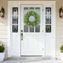 24 Inch Spring Wreaths for Front Door Wreath Summer Outdoor Green Door Wreath for All Seasons Porch Living Room Bedroom Window Wall Indoor Outdoor Farmhouse Home Decoration