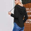 Womens Hoodies Long Sleeve Sweatshirts Pullover Top V Neck Drawstring Shirts With Pocket Loose Casual (Black, XL)