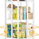 Aheaplus Rotating Bookshelf, 4-Tier Corner Bookshelf, 360 Display Wood Spinning Bookshelf, Floor Standing Bookcase Narrow Shelf Revolving Organizer Storage Rack for Small Space, Study Room, White