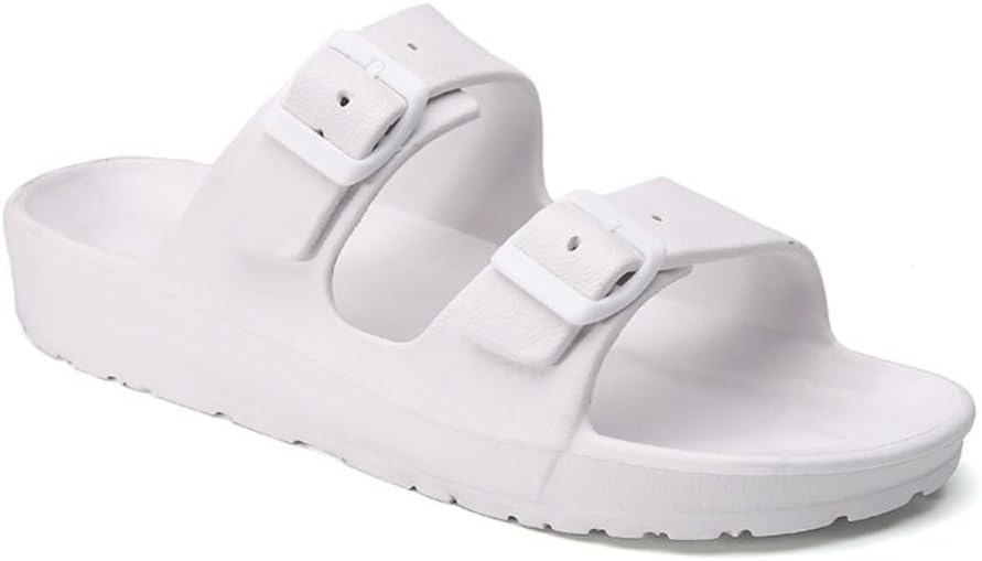 Trendy Summer EVA Women's Slippers Non-Slip Plus Size Cloud Slippers Home Bedroom Shower Sandals Indoor Outdoor Women's Buckle Opening Comfortable Flip Flops Flats Walking Shoes Footwear (8 Wide, White)