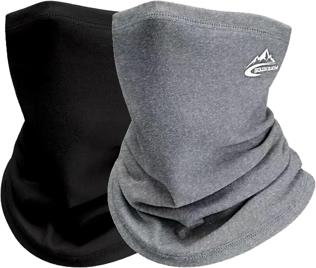 Winter Neck Gaiter for Men Women, Soft Thermal Fleece Neck Warmer Face Cover Scarf for Cold Weather (Black+dark Grey)