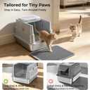 URPOWER Stainless Steel Cat Litter Box with Lid 180° Flip-Top Enclosed Kitty Litter Box Non-Sticky Metal Pan with High Sided & Scoop for Kitten, Small Cats, Odor Free, Anti-Leakage, Easy Cleaning