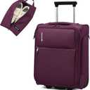 Hanke Underseat Carry On Luggage with Wheels, 17-Inch Small Suitcase Rolling Under Seat Luggage, Lightweight Personal Item Bag with 15.6" Compartment for Overnight & Short Trips, Purple, 17 Inch Underseat Plus