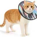 PetThem Soft Cat Cone Collar, Adjustable Cat Recovery Collar, After Surgery to Stop Licking, Waterproof & Easy to Clean, Lightweight Elizabethan Collar for Cats and Small Dogs (Stellar Wanderer, S)