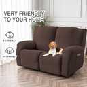 Gennia Waterproof Recliner Loveseat Cover,Stretch Reclining Sofa Covers with Pockets,Washable Lazy Boy Recliner Slipcovers,Leakproof Couch Protector for Kids, Pets, Dog and Cat (2 Seat, Chocolate)
