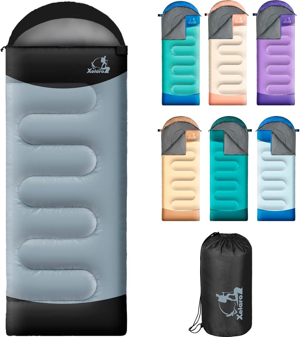 Sleeping Bags for Adults Kids - 3 Season Cold&Warm Weather Waterproof Camping Sleeping Bags - Lightweight Sleeping Bags for Camping Hiking Outdoor Travel (Black&Gray)