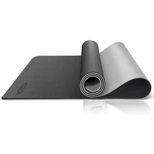 Yoga Mat with Carrying Strap 72x32" & 1/4 Inch Thick Exercise Mat with Double Non Slip Surfaces for Men and Women Home Exercise (Black)