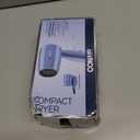 Conair Travel Hair Dryer with Dual Voltage, 1600W Compact Blow Dryer with Folding Handle, Blue