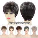 SEVENCOLORS Short Pixie Wigs for Women Layered Natural Looking Dark Brown Wig with Grey Highlights Synthetic Short Hair Women's Wigs