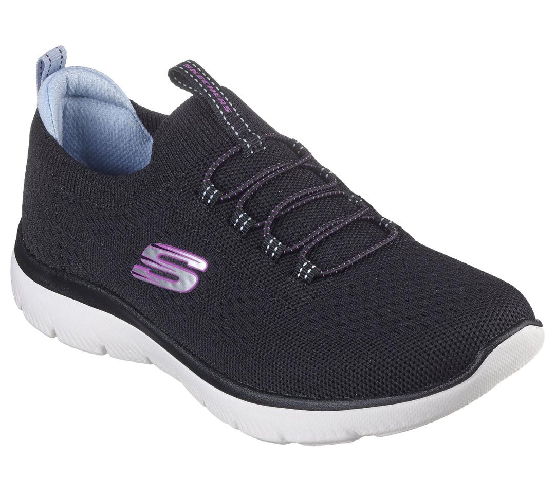 Skechers Women's Summits Top Player Sneaker Memory Foam cushioned comfort insole, Machine washable, Lightweight flexible shock-absorbing midsole, Bungee Slip-on, 7.5