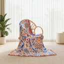 Boho Throw Blanket - 100% Cotton Ultra Soft Muslin Spring Blanket, 50"x60" Lightweight Floral Bird Framhouse Bedding Blanket for Bed, All Season Blue Bohemian Bedroom Home Decor Quilt