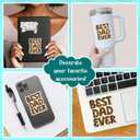 2 x (3Pcs) Best Dad Ever Sticker Gifts for Fathers Papa Daddy Motivational Quote Waterproof Vinyl Stickers for Books Laptops Phone Water Bottles Tumbler Cup Kindle Decals 3 Inch