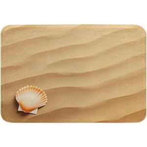 Sea Shells with Sand Bathroom Mat Rugs Microfiber Faux Cashmere Thick Plush Bath Mat Non-Slip Water Absorbent Bath Carpet for Bathtub Bathroom Floor Tub 16X24 Inch