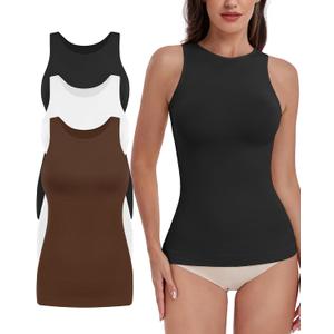 EUYZOU Women Shapewear Tummy Control Tank Tops Seamless Compression Tops Body Shaper Camisole L