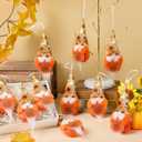 12 Pcs Friendsgiving Ornaments Gnomes Plush Friendsgiving Hanging Gnomes with Pumpkin Holding Cards for Thanksgiving Tree Decorations Holiday Party Supply