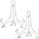 2 pcs 8" Clear Acrylic Display Stand/Plate Stands, Folding Display Plate Holder, Clear Acrylic Easel Stands for Home Office Tables Decoration
