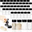 48 Pack 2.7 oz Plastic Spice Jars with Lids Small Empty Clear Spice Bottles Seasoning Shaker Containers for Kitchen Travel Camping Spice Organization, 3 colors (color style 1)