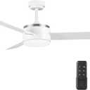 Amazon Basics 44in Ceiling Fan with LED Light and Remote Control (White), Medium