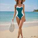 MANGOPOP Women One Piece Swimsuit Tummy Control Slimming Swim Suits Color Block Bathing Suit 2026 Beach Vacation Swimwear (White, XXL)