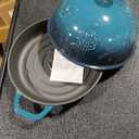 Bread Oven Cast Iron Bread Dutch Oven with Cloche Lid for Bread Baking Darkcyan Enameled Cast Iron Bread Oven with Dome Lid for Sourdough, 9.8 Inches