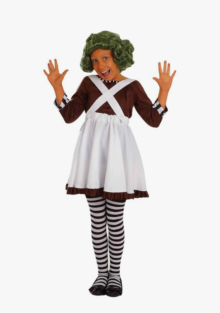 fun shack Girls Chocolate Factory Worker Halloween Costume, Kids Candy Movie Character Outfit for Trick-or-treating Size XL