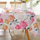 SASTYBALE Spring Pink Rose Watercolor Tablecloth 52"x70" Rectangular, Romantic Floral Polyester Table Cover, Washable Water-Resistant for Mother's Day & Date Night, Romantic Dinner, Wedding