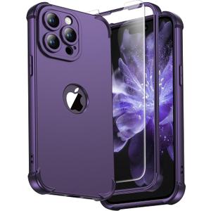 ORETECH for iPhone 14 Pro Case, with [2 x Screen Protectors] [10 Ft Military Grade Drop Test] [Camera Protection] 360 Full Body Shockproof Slim Thin Phone Case iPhone 14 Pro Cover 6.1" Purple