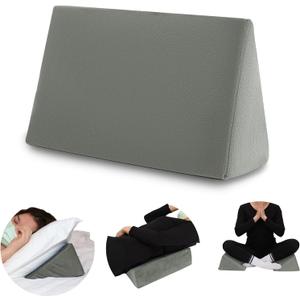 Small Wedge Pillow, Wedge Pillow for Bed Sores, Positioning Pillow, Positioning Wedge, Mini Pillow for Laptop and Yoga, Small Foam Wedge for Chair (1 Unit, Grey)