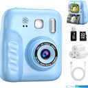 Kids Instant Print Camera, 1080P HD Kids Camera Instant Print, Includes 32GB SD Card, Adapter & 4 Paper Rolls,Christmas or Birthday Gift for Girls Boys Age 3-12Blue