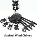 Gabzart Squirrel Wind Chimes for Outside/Indoors, Squirrel Gifts for Women Mom Grandma, Aluminum Tubes Windchimes S Hook, 37" Wind Chime Hanging Decor for Home Patio Garden Porch Yard (Black-Squirrel)