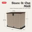 Keter Store-It-Out MIDI Outdoor Resin Storage Shed Weather-Resistant Horizontal Cabinet for Trash Cans, Garden Tools & Patio Accessories Lockable, Easy-Lift Lid, 30 Cu. Ft. Capacity, Beige
