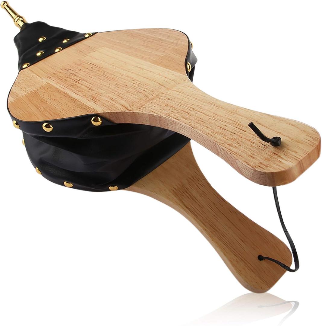 19" x 8" Large Fireplace Bellows - Wood Fire Blower with Hanging Strap, Long Handle, Metal Nozzle, Manual Air Blower for BBQ Fireplace Fire Pit Indoor Outdoor Wood Stove Barbecue Camping