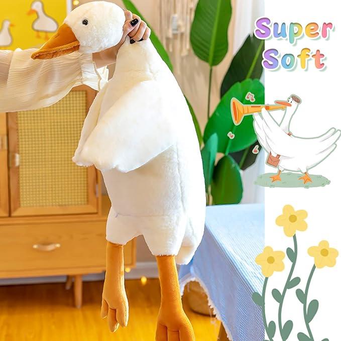 Goose Stuffed Animal 20 Inch Cute Duck Plush Toy, Goose Plush Soft Swan Hugging Pillow, Gift for Kids and Friends, White