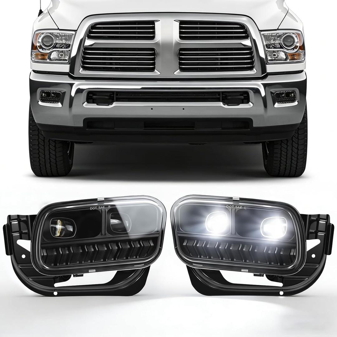 LED Fog Lights Assembly Fit for 1500 2009-2012 Dodge Ram,2010-2018 Dodge Ram 2500 ,2012-2018 Dodge Ram 3500 Replacement For Original Truck Bumper Fog Lamps Replacement,DOT Certified - 1 Pair