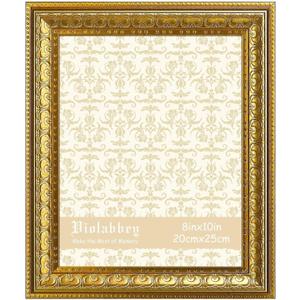 VIOLABBEY 8x10 Picture Frame Gold, Vintage Photo Frame for Wall or Tabletop Display, Classic Design for Office Home Decor, Fits 8X10 Pictures
