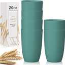 Wrova Wheat Straw Cups 6 PCS Good Alternative to Plastic Reusable Cups 20 oz Unbreakable Drinking Cup Reusable Dishwasher Safe Water Plastic Glasses Green