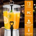 Beverage Dispenser With Stand, Iced Beverage Drink Dispenser, Stainless Steel Water Jar with Ice Container, Lemonade Drink Jar Jug For Buffet, Parties, Clear Acrylic, 2-GALLONS 8-L