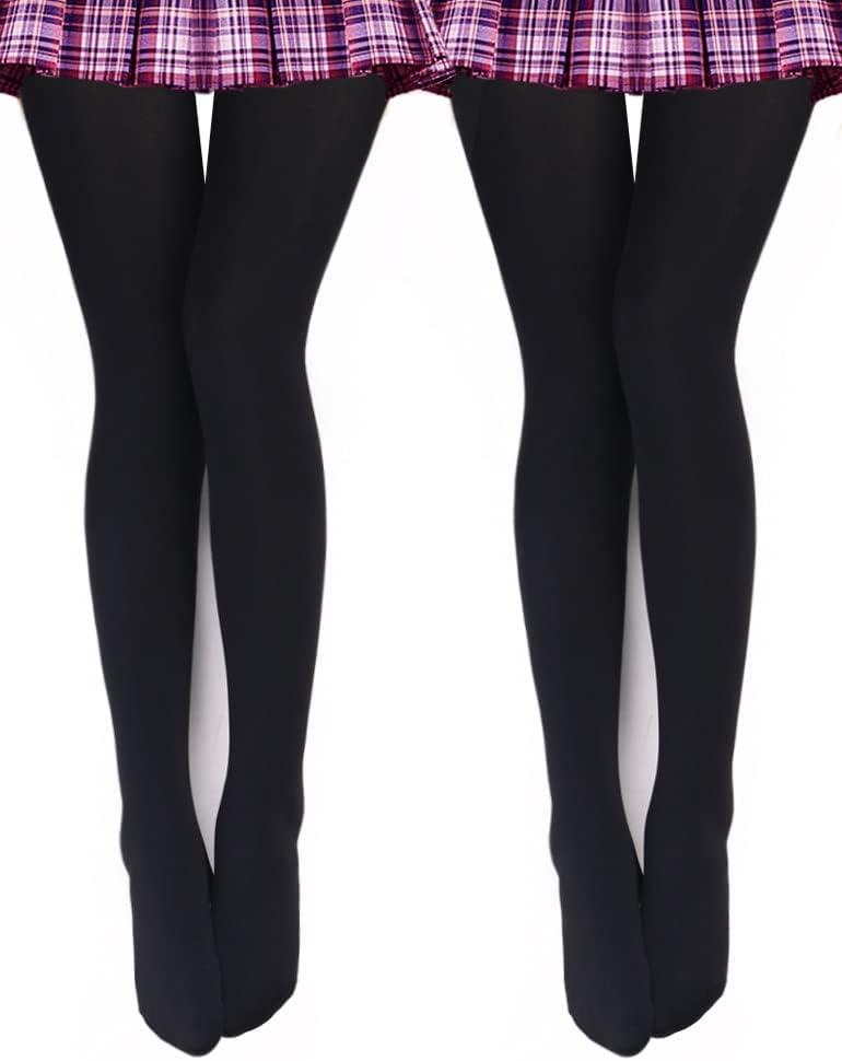 VERO MONTE Womens Opaque Fleece Lined Tights Colorful Warm Winter Thermal Tights (Black)