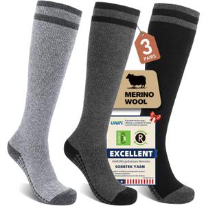 Merino Wool Compression Socks for Women Men (2/3 Pairs) Knee High Winter Thermal Thick Warm for Nurse Pregnant Travel Size Small-Medium