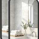 Black Bathroom Mirrors for Over Sink, Set of 2, 24x36 Inch Rectangular Wall Mounted Vanity Mirrors with Matte Black Iron Frame, Moisture-Resistant Backing, Modern Farmhouse Style