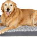 Furhaven Orthopedic Dog Bed for Large/Medium Dogs w/ Removable Bolsters & Washable Cover, For Dogs Up to 55 lbs - Two-Tone Plush Faux Fur & Suede L Shaped Chaise - Stone Gray, Large
