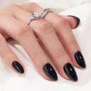 Black Press On Nails Almond - BTArtbox Short Press On Nails with Nail Glue, Fit Perfectly & Natural Reusable Stick On Nails in 16 Sizes - Soft Gel Glue On Nails Kit, Black Velvet