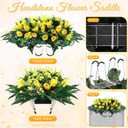 XunYee 3 Pcs Artificial Cemetery Flower Set Cemetery Flowers Saddle Flowers Rose Bouquets with Vase 1 Saddle and 2 Memorial Bouquets for Outdoor Headstone Decor Grave(Yellow)