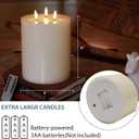 3 Wick Extra Large Flameless Candles, 6"x8" Flat Battery Operated Candles with Remote, Real Wax Led Candle with 3D Flickering Flame, Fake Candles for Home Decor (Ivory)