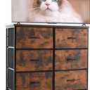 Sweetcrispy Dresser for Bedroom with 6 Storage Drawers, Fabric Storage Tower Organizer, Chest of Drawers with Metal Frame Wooden Top for Closet, Living Room, Entryway, Rust Brown