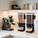 Osacoe Cereal Dispenser Countertop Black 2 Pack with Bowls Spoons Cutlery Box,5.5 QT Dry Food Dispenser Snack Organizer Containers Storage for Pantry Kitchen Organization Oatmeal Nut Granola Candy