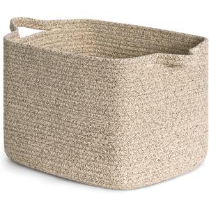 INDRESSME Dog Toy Basket, Woven Basket for Blankets, Baby Gift Baskets for Nursery Large Shelf Bin for Towels, Books, Rectangle Storage Baskets for Organizing, Brown, 13 x 10 x 9 inches