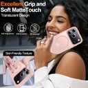 MOZOTER for iPhone 17 Pro Case with Kickstand,[Compatible with MagSafe] [12FT Military Grade Protection] Slim Translucent Matte Shockproof Phone Case,6.3",Pink