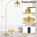 Arc Floor Lamps for Living Room, Modern Tall Standing Lamp Remote Control,Stepless Dimmable Gold Floor Lamp with Hanging Dome Shade, Over Couch Arched Reading Lamp for Bedroom, Office (Bulb Included)